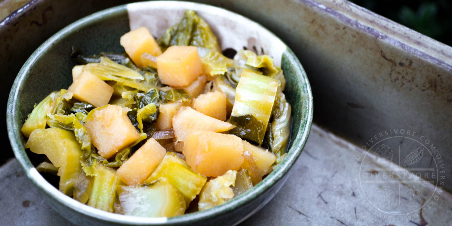 Japanese Simmered Cauliflower Leaves with Potatoes diversivore