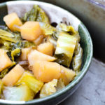 Japanese Simmered Cauliflower Leaves with Potatoes - Diversivore.com