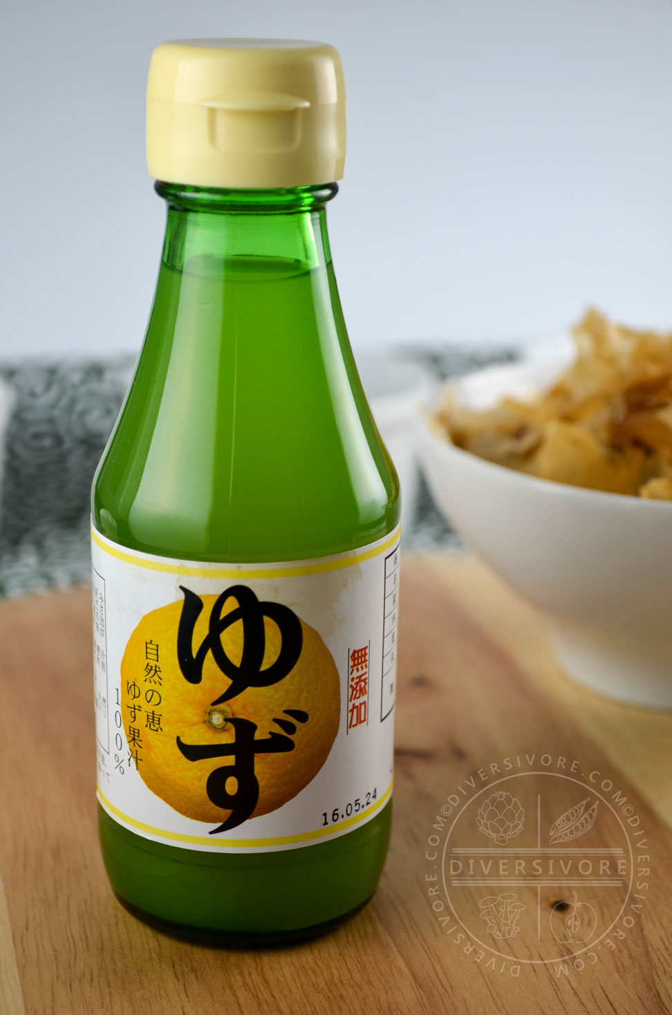 A bottle of Japanese yuzu juice.