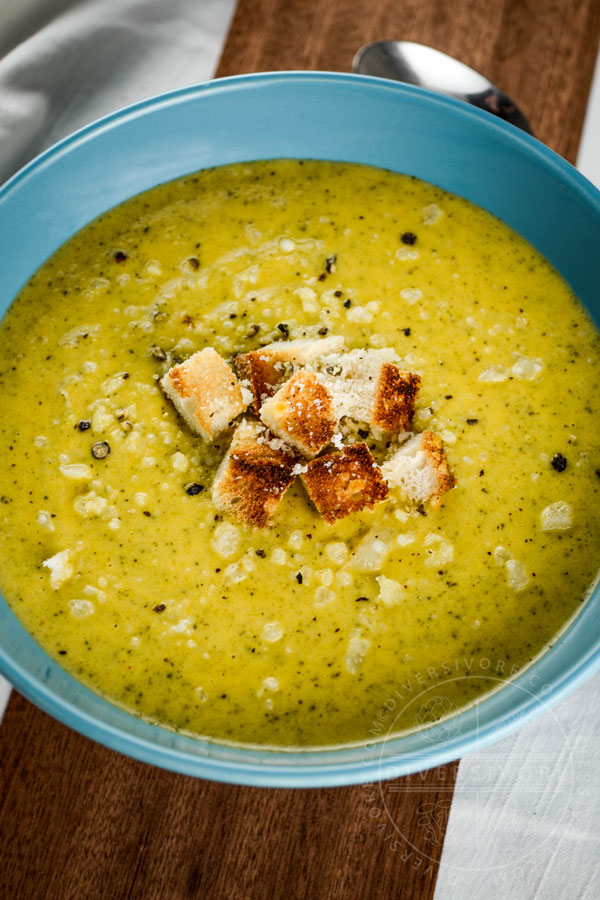 Broccoli Cheddar Soup with less fat than traditional recipes (but all of the taste!) - Diversivore.com