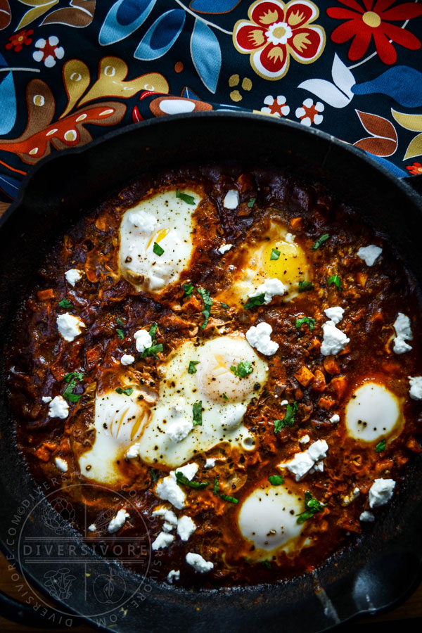 Shakshouka Rancheros - Eggs cooked in a Mexican tomato sauce