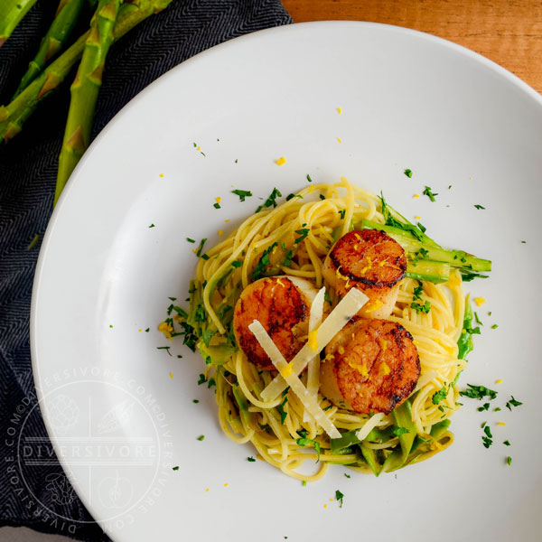 Scallops and Asparagus with Lemon Spaghettini