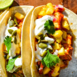 Yucatecan Mexican Fish Tacos with Green Peach Salsa - Diversivore.com