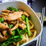 Stir Fried Udon with Chicken, Shimeji, and Broccolini - Japanese ingredients with a Chinese twist - Diversivore.com