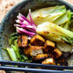 Five spice baked crispy tofu with seared bok choy and watermelon radishes - Diversivore.com