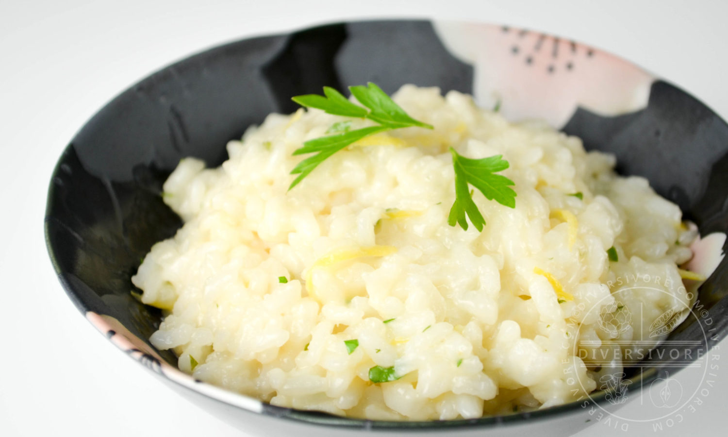 Japanese lemon herb risotto, made with sake in place of white wine and short grain Japanese rice -DJapanese lemon herb risotto, made with sake in place of white wine and short grain Japanese rice - Diversivore.com