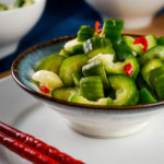 Liangban Huanggua (涼拌黃瓜) - Chinese cucumbers with garlic, vinegar, sesame oil, and hot peppers - Diversivore.com