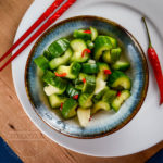 Liangban Huanggua (涼拌黃瓜) - Chinese cucumbers with garlic, vinegar, sesame oil, and hot peppers - Diversivore.com