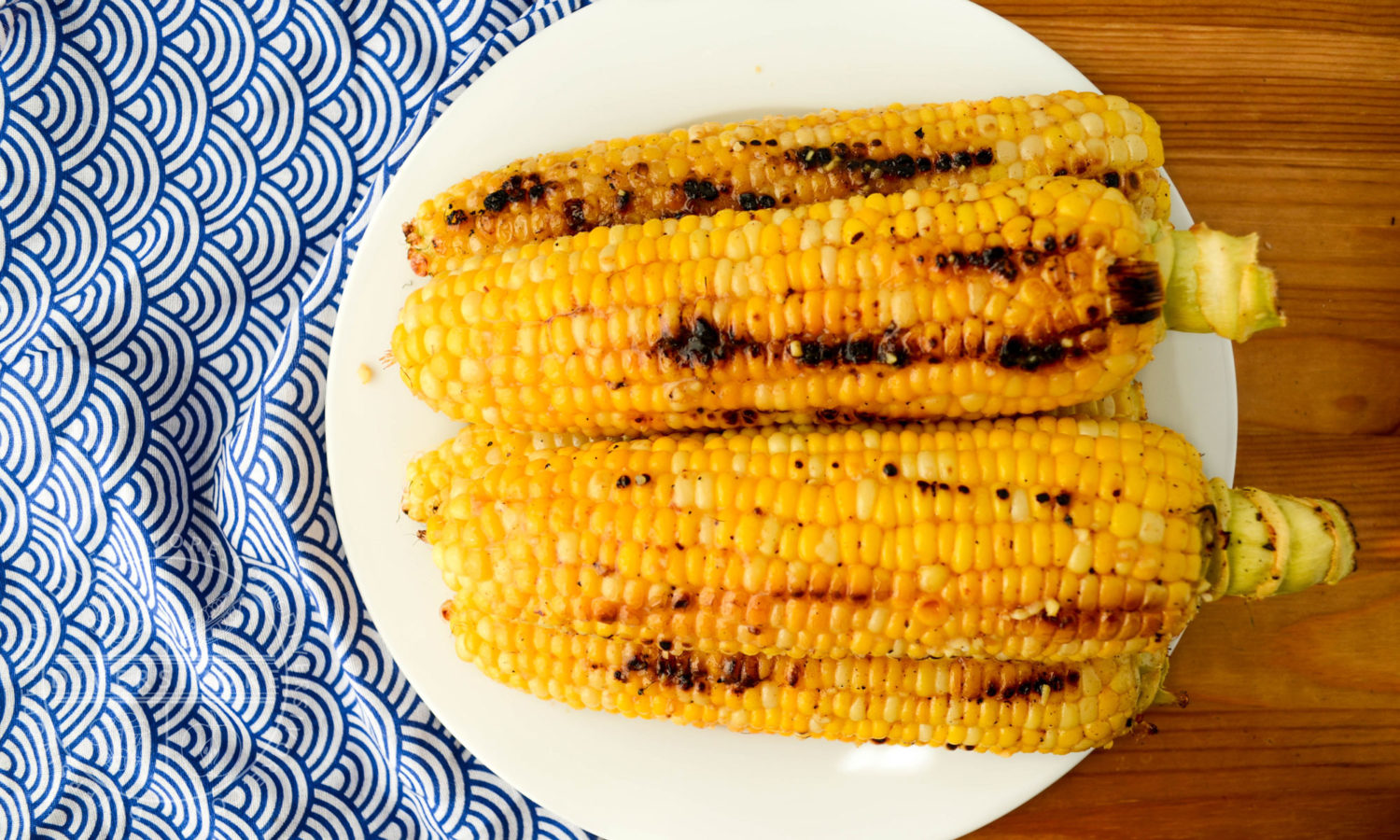 Sweet corn grilled with butter, miso, and shio koji