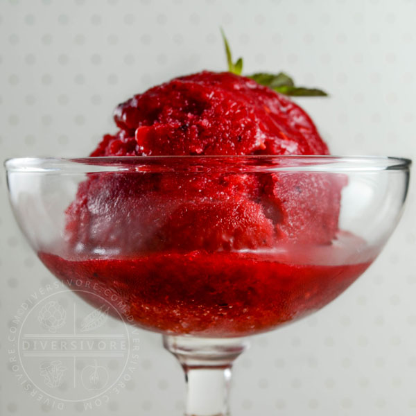 Raspberry Mint Sorbet in a decorative glass