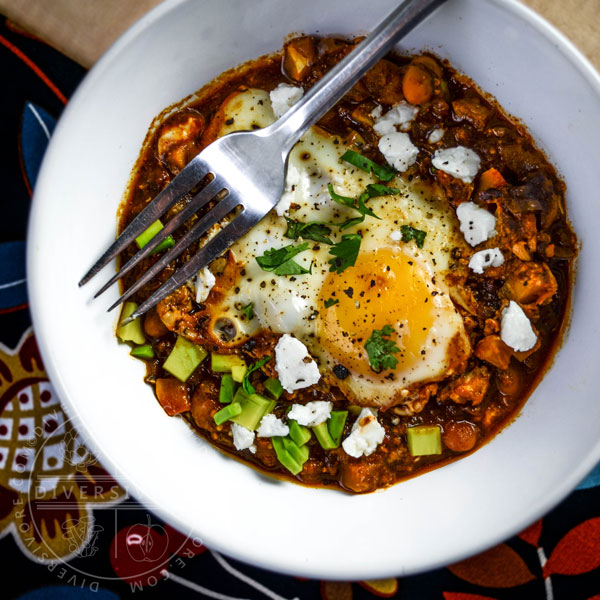 Shakshouka Rancheros - Eggs cooked in a Mexican tomato sauce