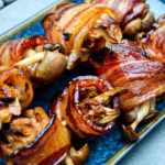 Bacon wrapped shimeji mushroom kushiyaki with a homemade tare sauce - Diversivore.com