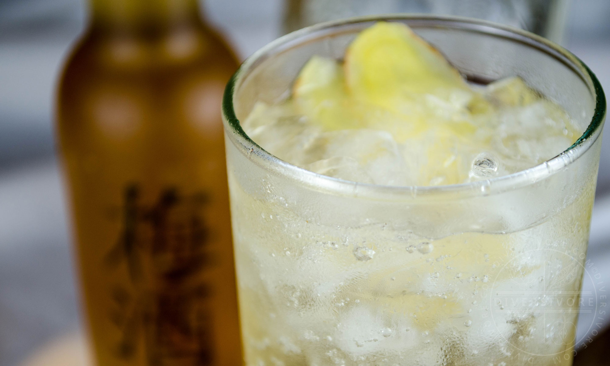 Ume Highball - a Whisky & Umeshu cocktail with ginger, shown in a tall highball glass