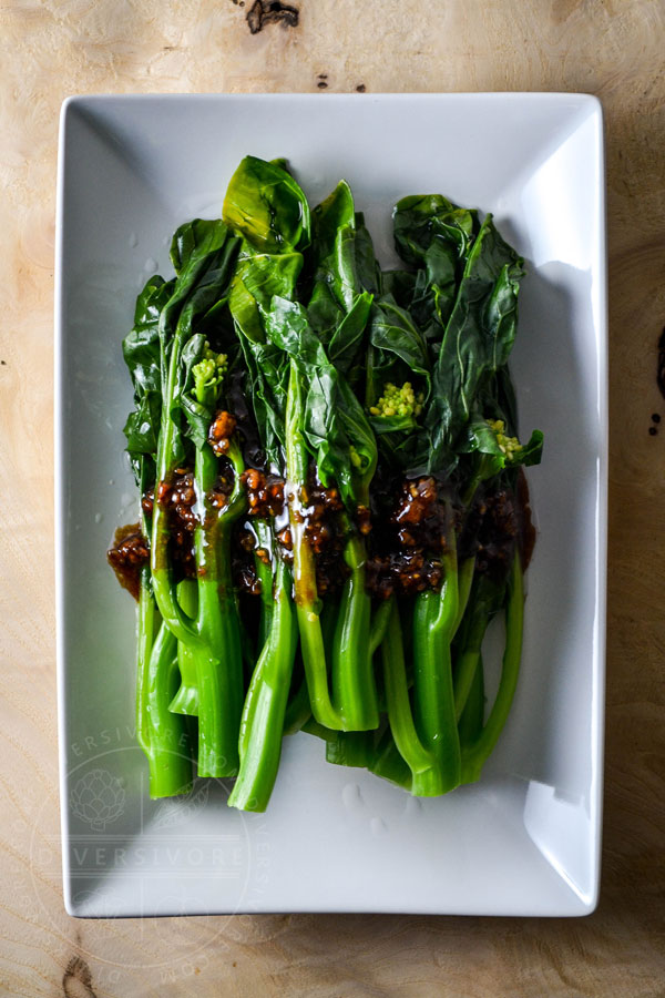 Blanched gai lan with oyster sauce