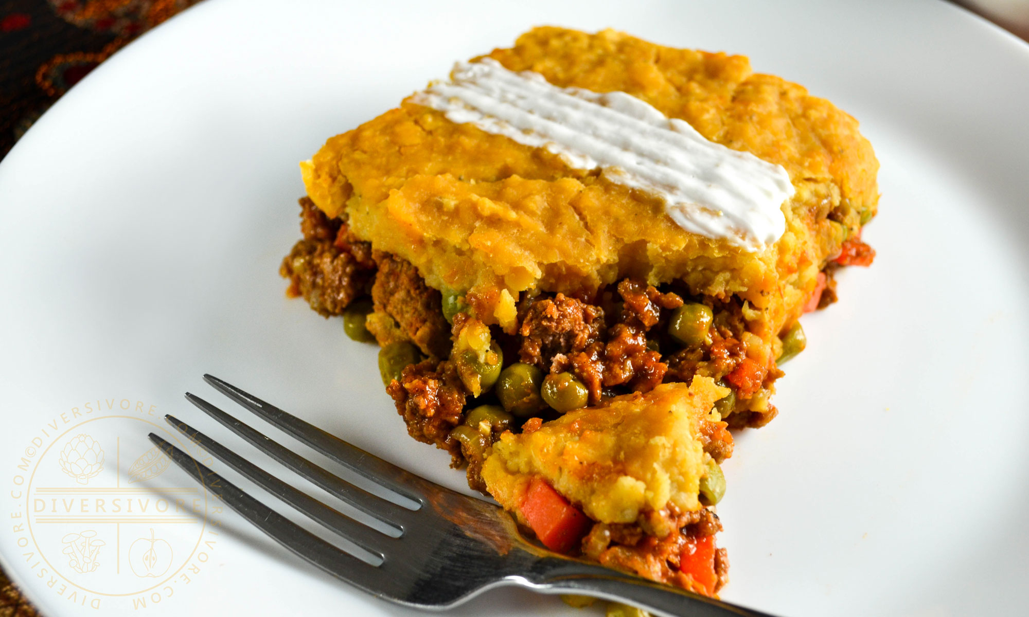 Indian-spiced Shepherd's Pie with a red lentil topping