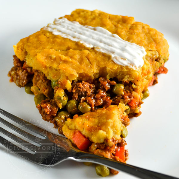 Indian-Spiced Shepherd's Pie made with Lamb and Red Lentils