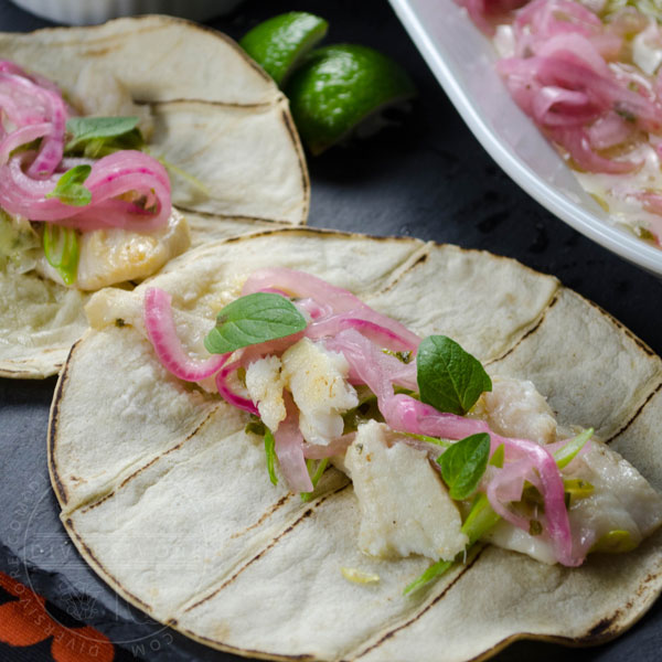 Pescado con Vino - Mexican fish with white wine sauce and pickled red onions