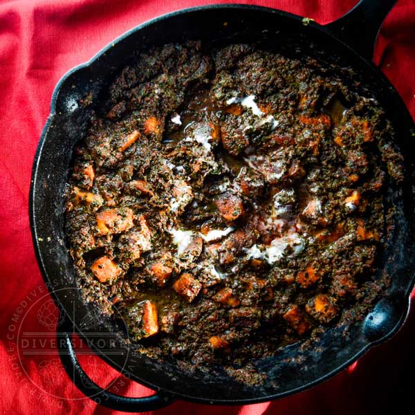 Saag Paneer with beet greens and horseradish leaves