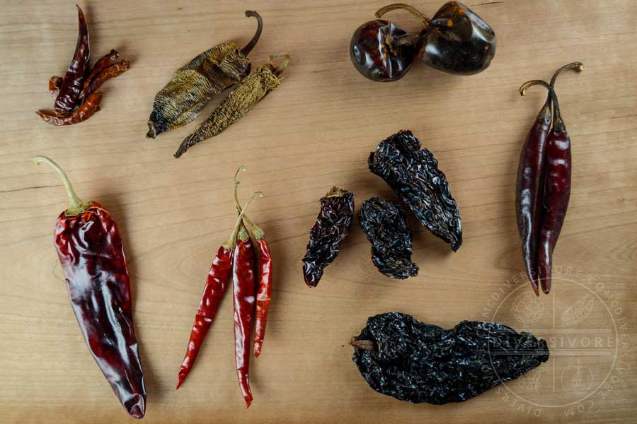 Various Mexican dried chilies
