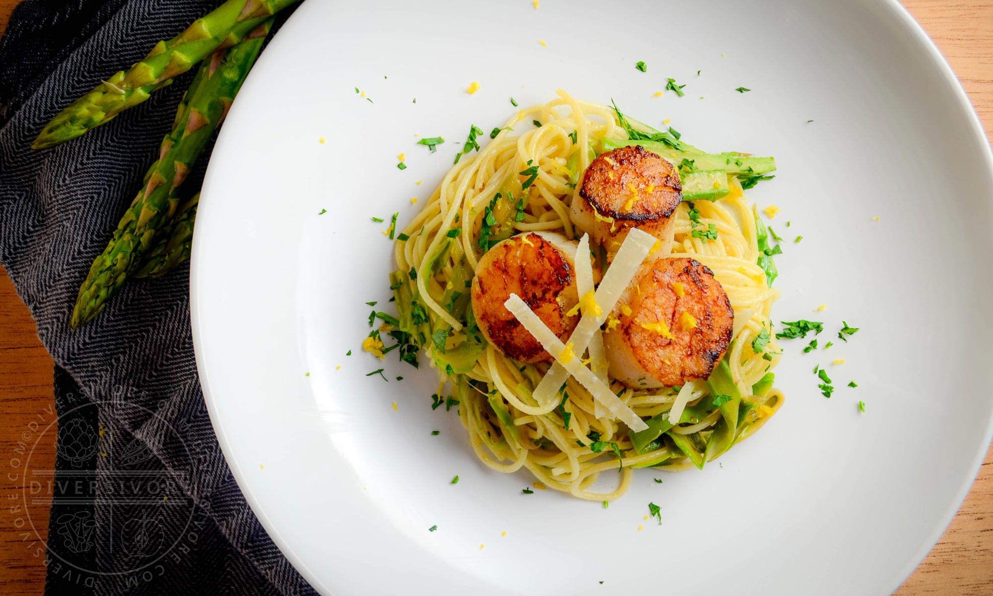 Featured image for “Scallops and Asparagus with Lemon Spaghettini”