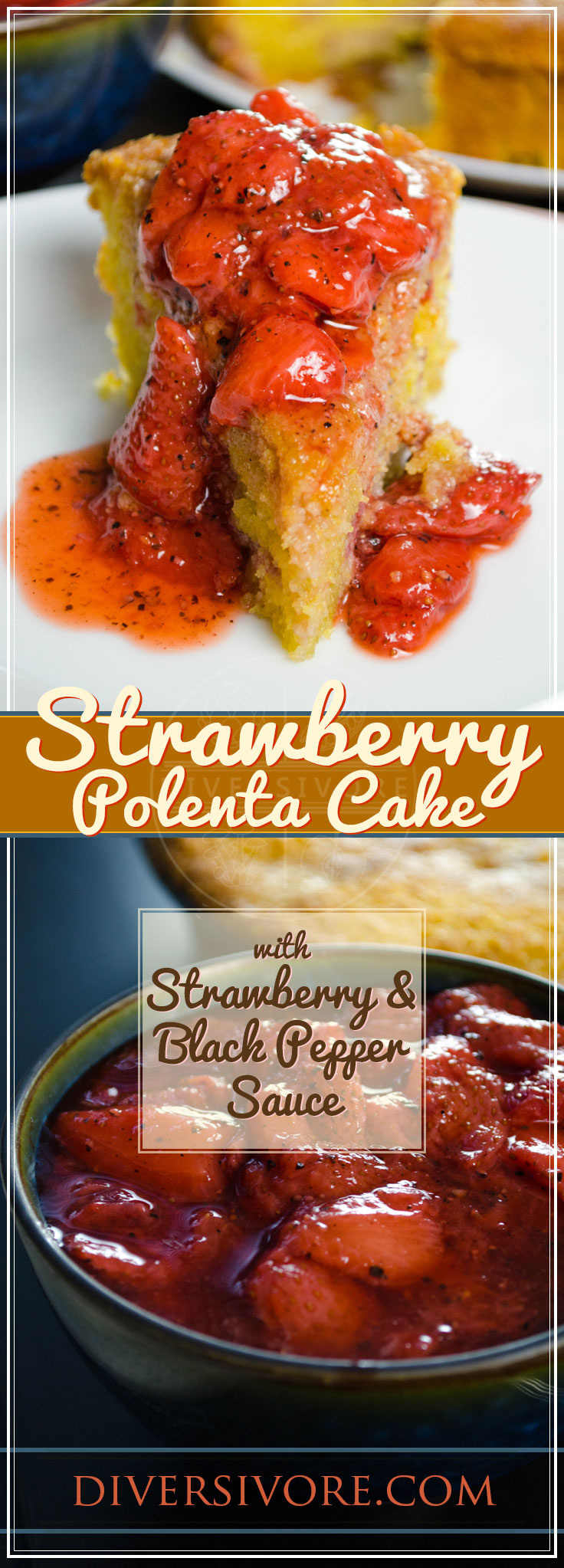 Strawberry Polenta Cake with Strawberry & Black Pepper Sauce