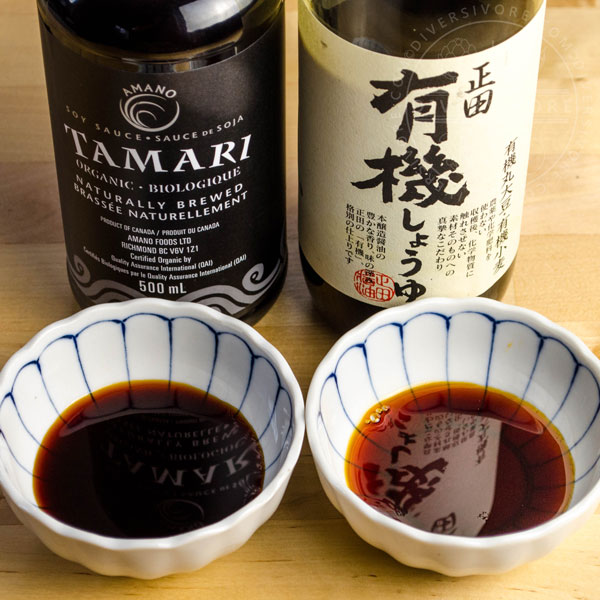 Tamari and marudaizu shoyu, side by side