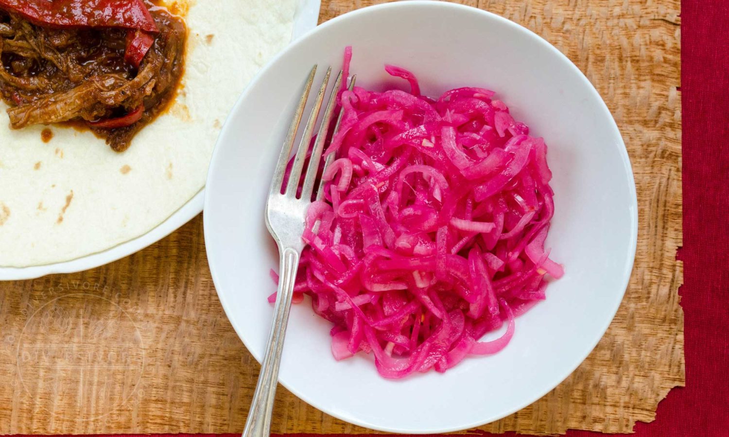 Yucatan-style pickled red onions, made with bitter (Seville) orange juice - Diversivore.com
