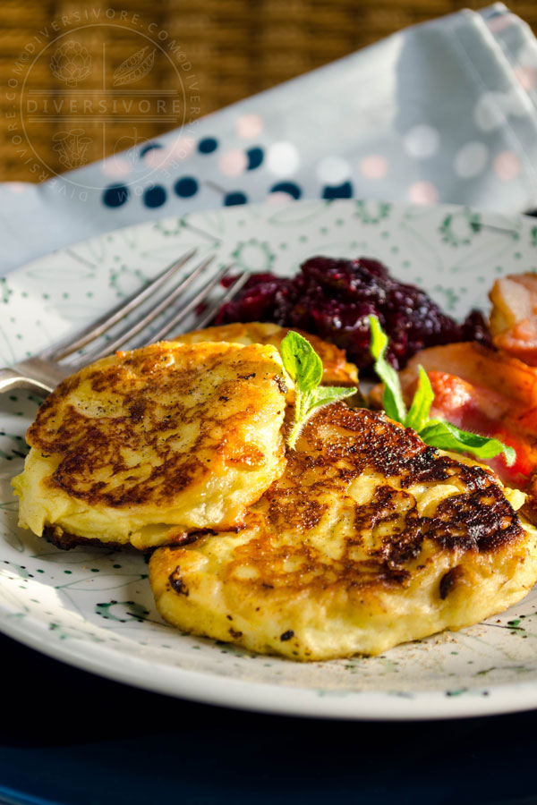 Potatisbullar - Swedish potato cakes, served with cranberries and bacon