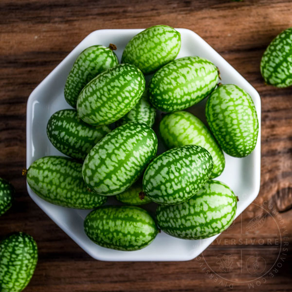 Cucamelons on a small octagonal plate