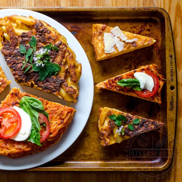 Frittata di Pasta with three variations