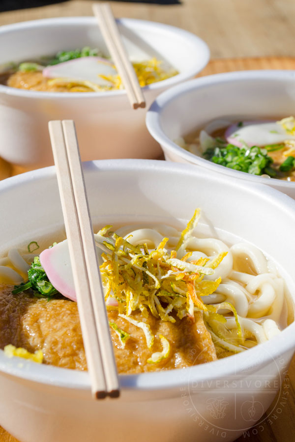 Yuzu Udon Soup bowls at the Yuzu Hajimaru Festival, Kochi, Japan