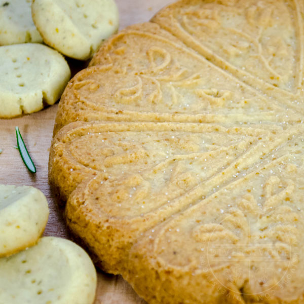 Rosemary Grapefruit Shortbread made as individual cookies and in a shortbread pan