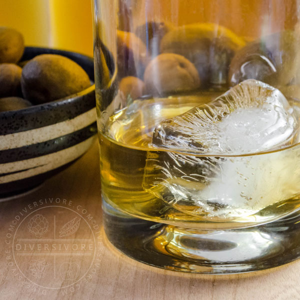 Homemade umeshu on the rocks