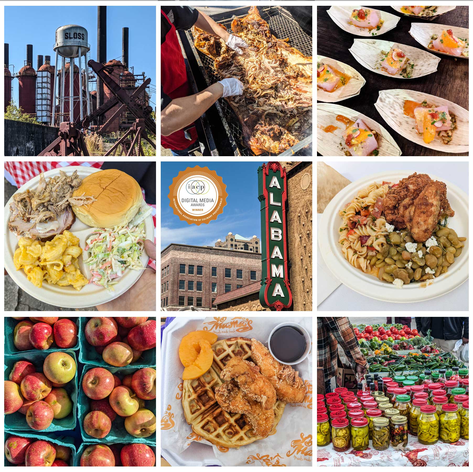 Compilation of images from the International Association of Culinary Professionals meeting and awards in Birmingham, Alabama