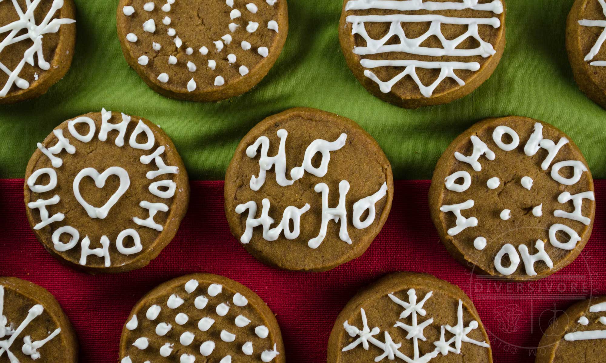 Gingerbread shortbread cookies with royal icing decoration