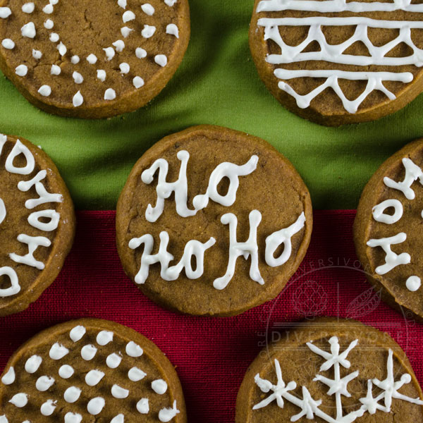 Gingerbread shortbread cookies with royal icing decoration