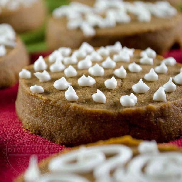 Gingerbread shortbread cookies with royal icing