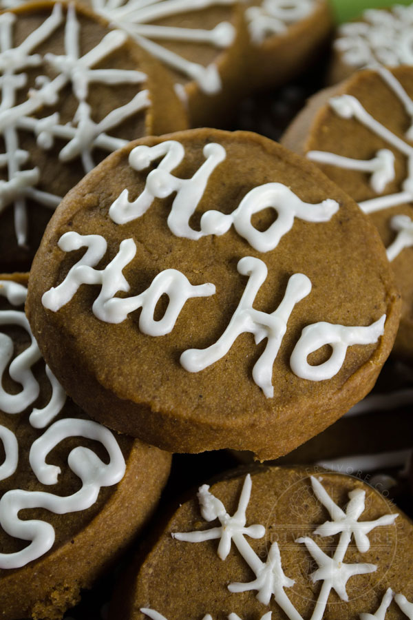 Gingerbread shortbread cookies with royal icing