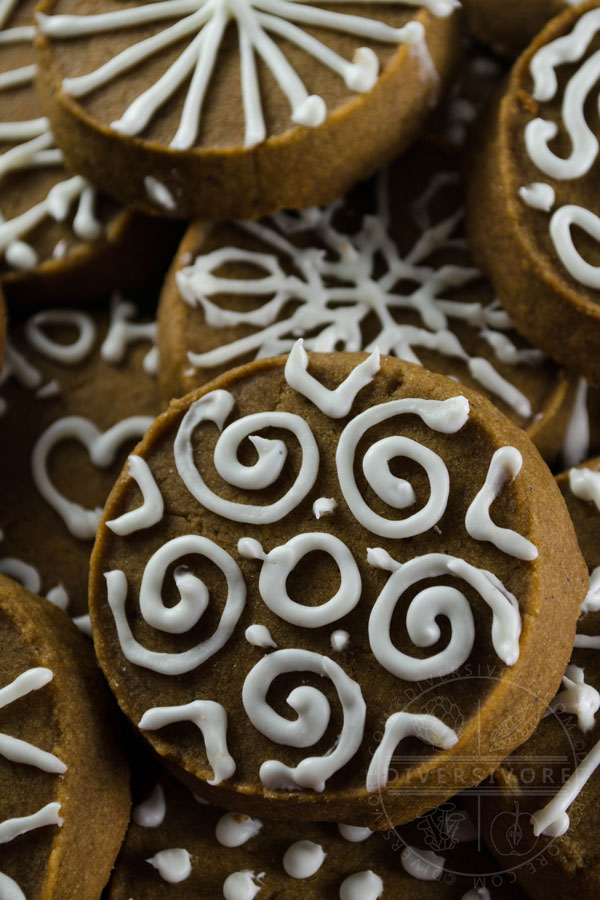Gingerbread shortbread cookies with royal icing