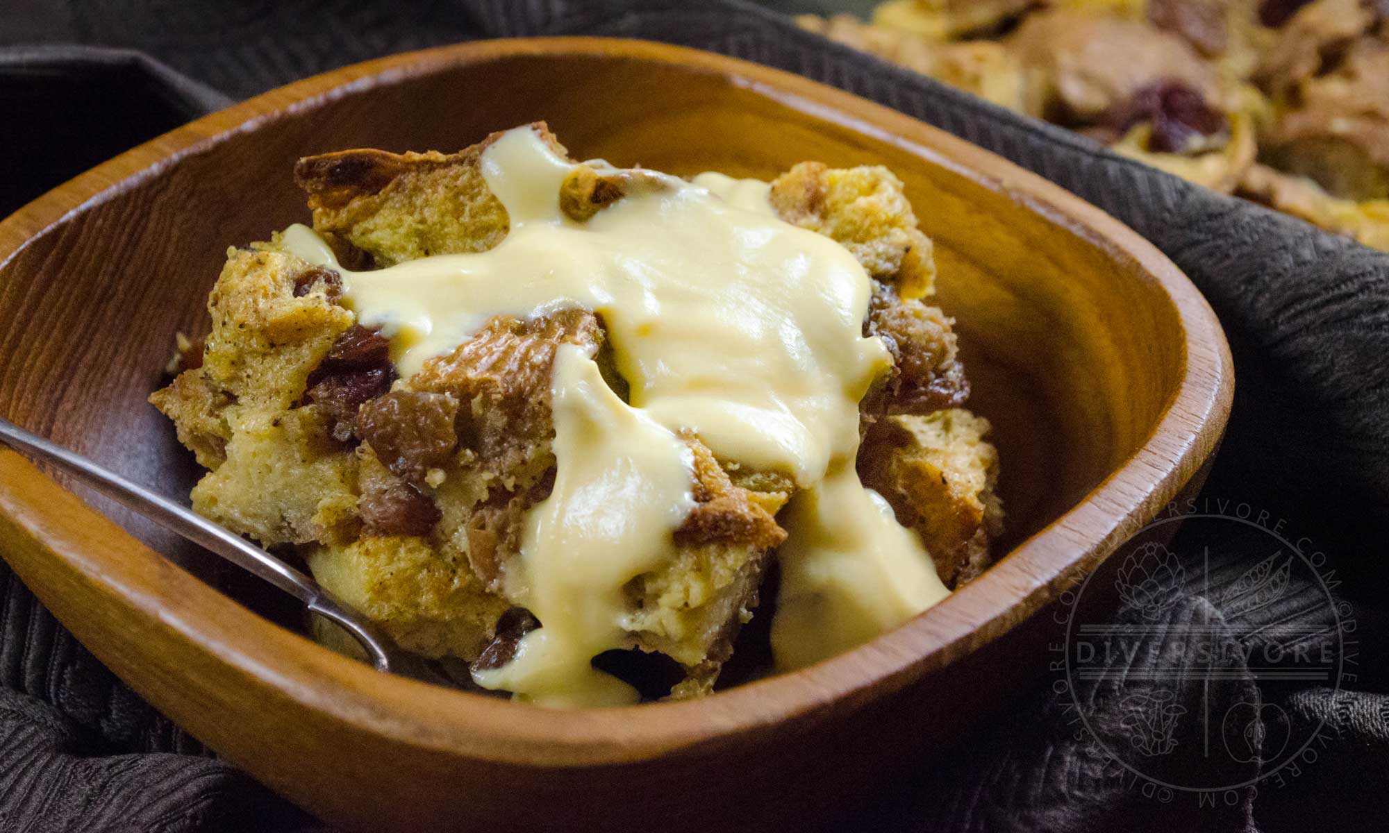 Panettone bread pudding with rum crème anglaise