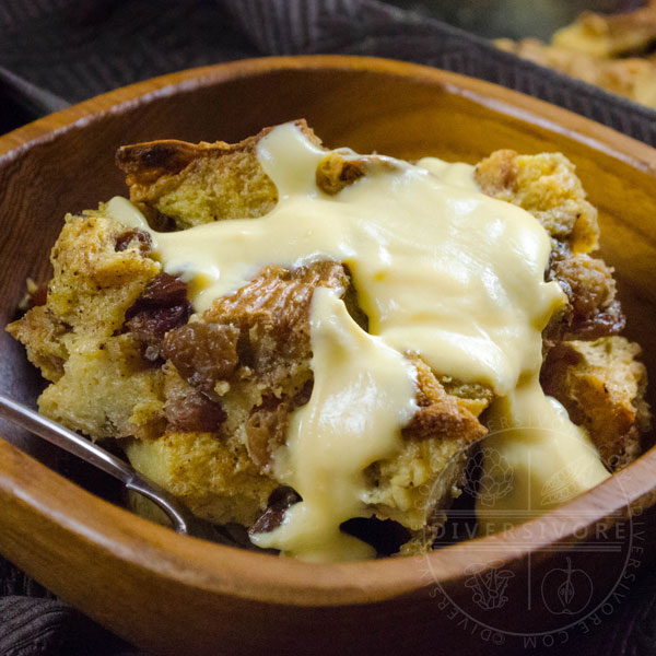 Panettone bread pudding with rum crème anglaise