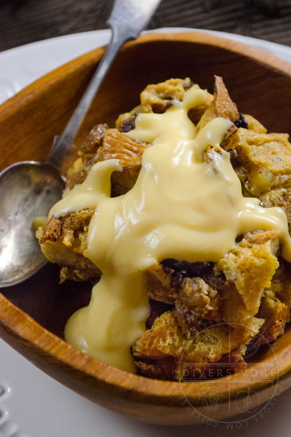 Panettone bread pudding with rum crème anglaise