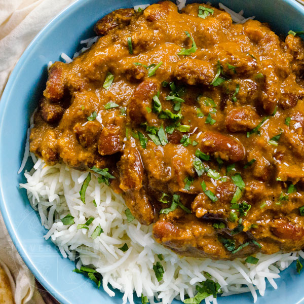 Rajma masala - Punjabi kidney bean curry, served here with rice (rajma chawal)