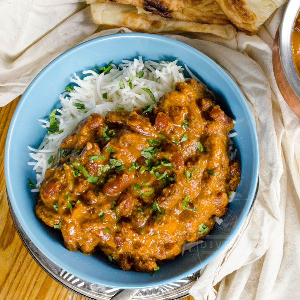 Rajma masala - Punjabi kidney bean curry, served here with rice (rajma chawal)